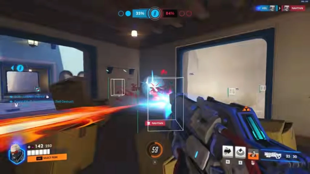 Overwatch 2 FACEIT aimbot overlay in combat